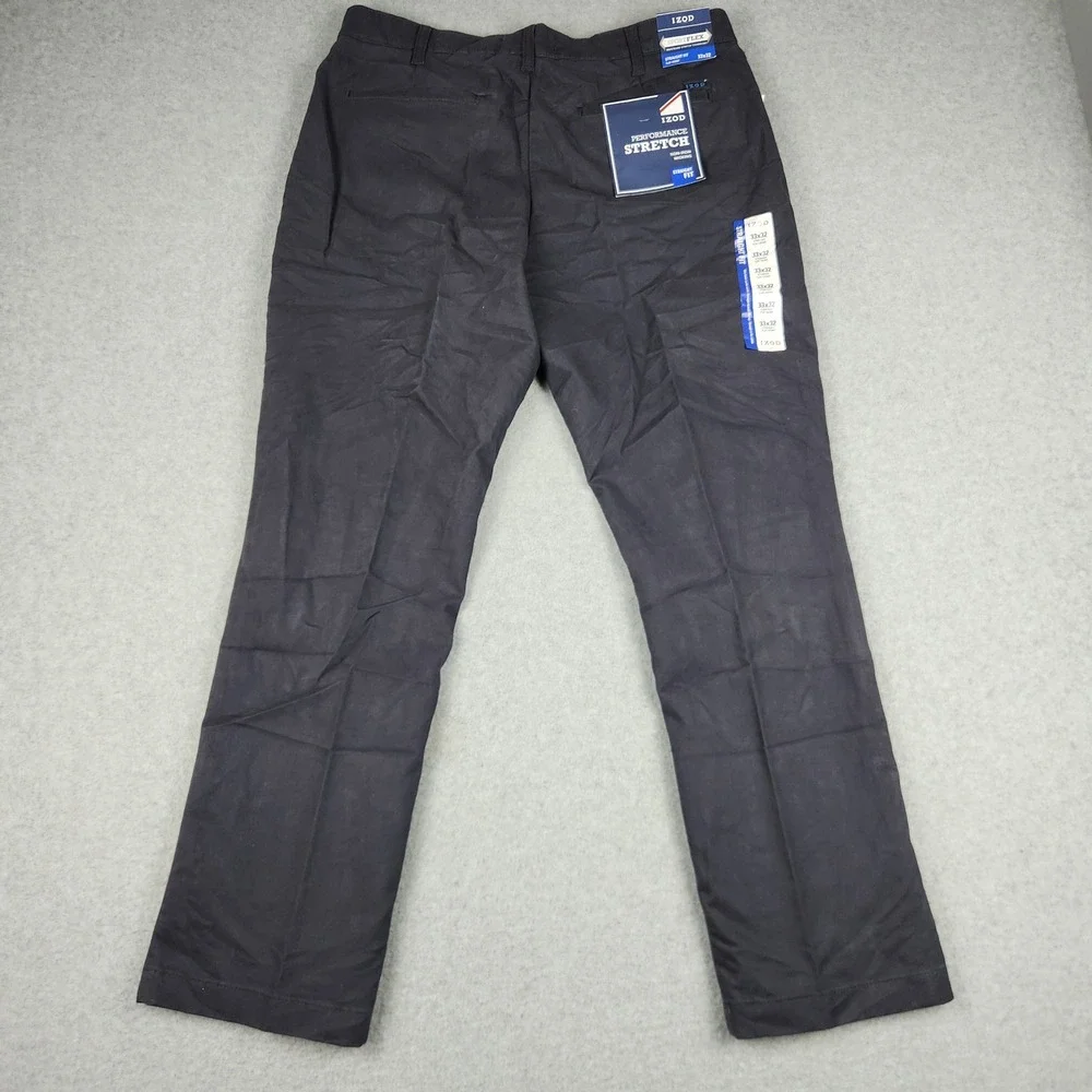 IZOD Pants Mens 33x32 Navy Performance Stretch Straight Fit Chino 46IZAGC05R-411